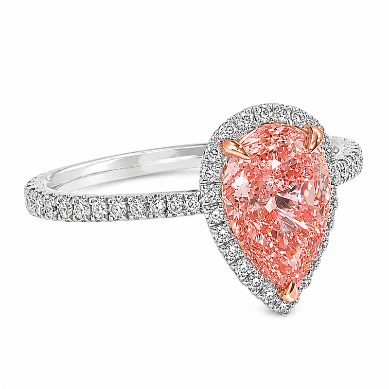 Pink Pear Shape Engagement Ring 71516