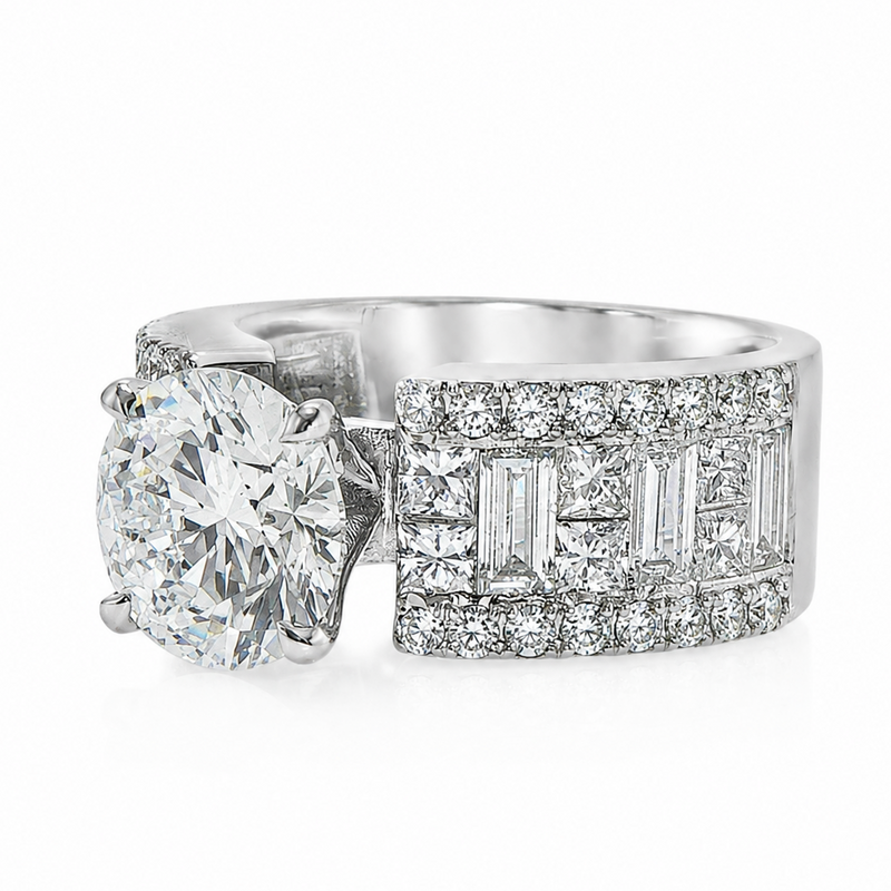 Princess & Baguette Engagement Ring 71503