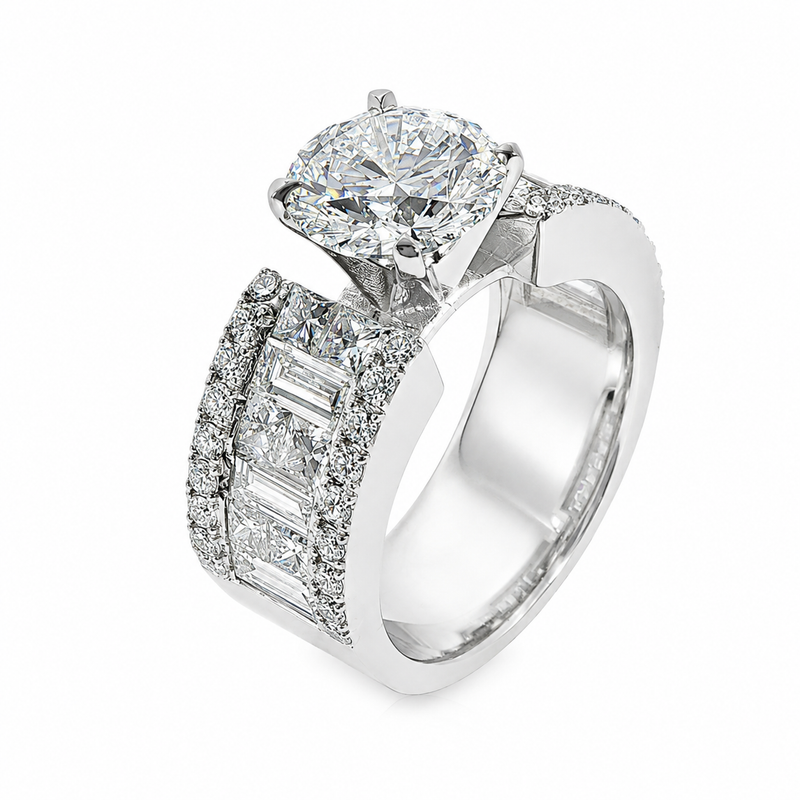 Princess & Baguette Engagement Ring 71503