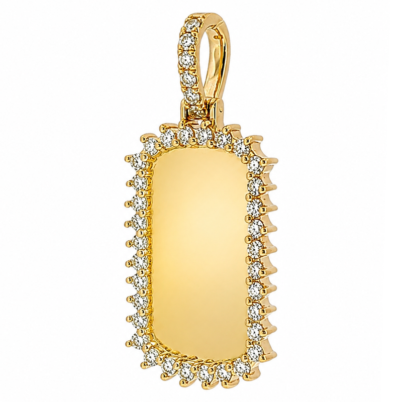 14k Yellow Gold Customizable Dog Tag Pendant 64643