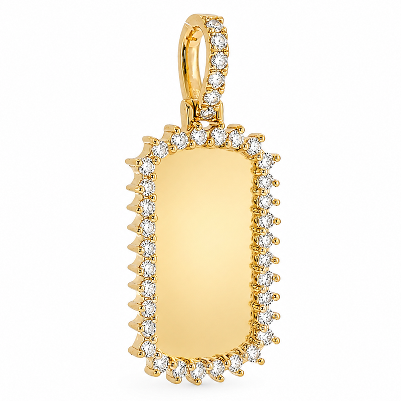 14k Yellow Gold Customizable Dog Tag Pendant 64643