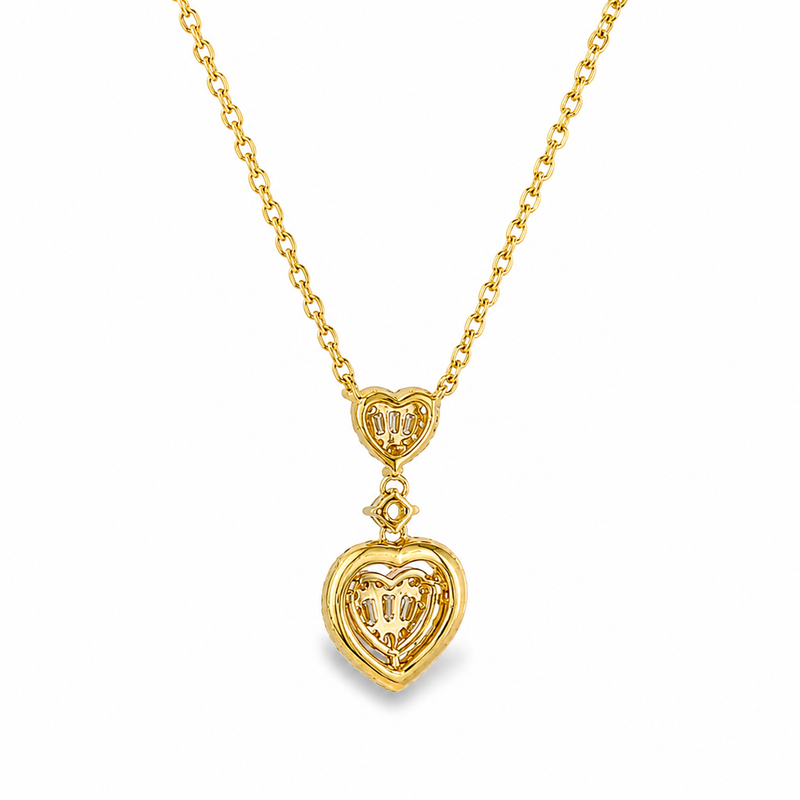 18K Gold Heart Baguette Diamond Necklace 68504