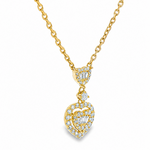 18K Gold Heart Baguette Diamond Necklace 68504