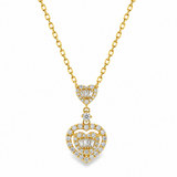 18K Gold Heart Baguette Diamond Necklace 68504