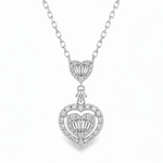 18K Gold Heart Baguette Diamond Necklace 68504
