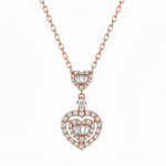 18K Gold Heart Baguette Diamond Necklace 68504