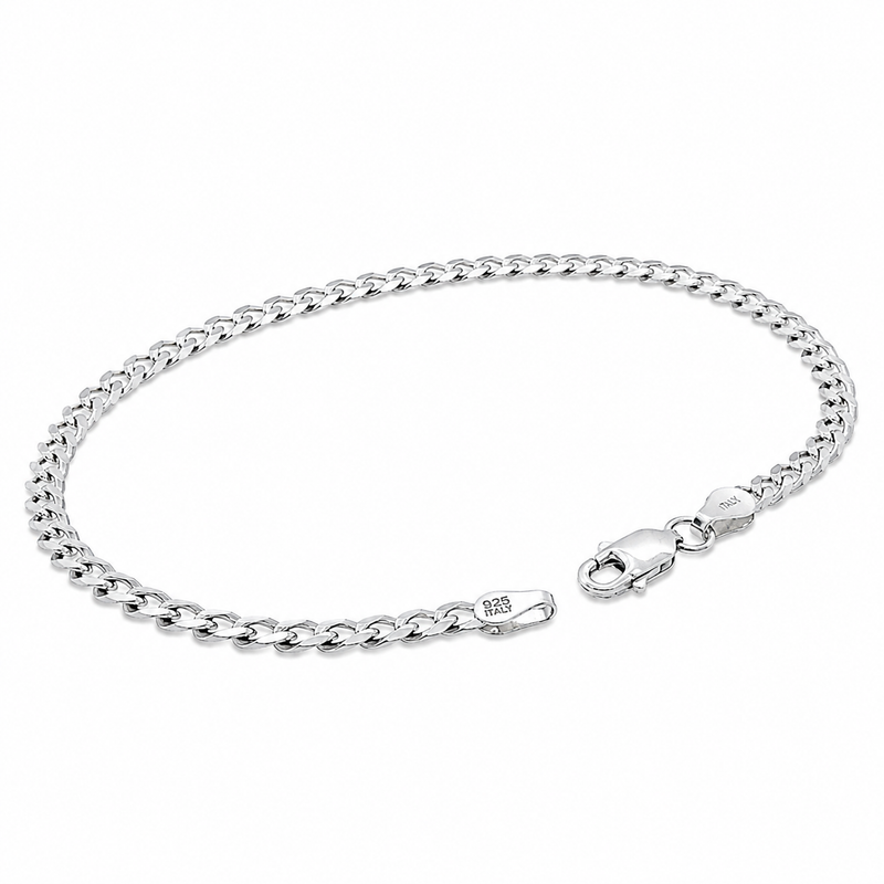 .925 Silver Solid Curb Bracelet 3.5mm, view 3
