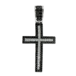 Black and White Diamond Cross Crucifix 26331