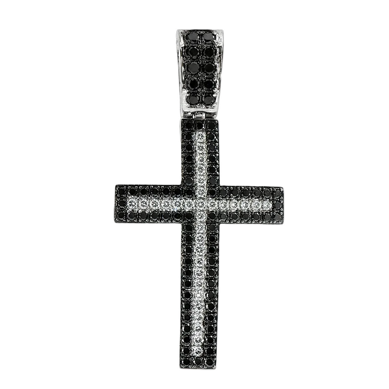 Black and White Diamond Cross Crucifix 26331