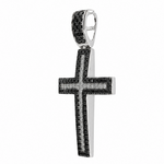 Black and White Diamond Cross Crucifix 26331