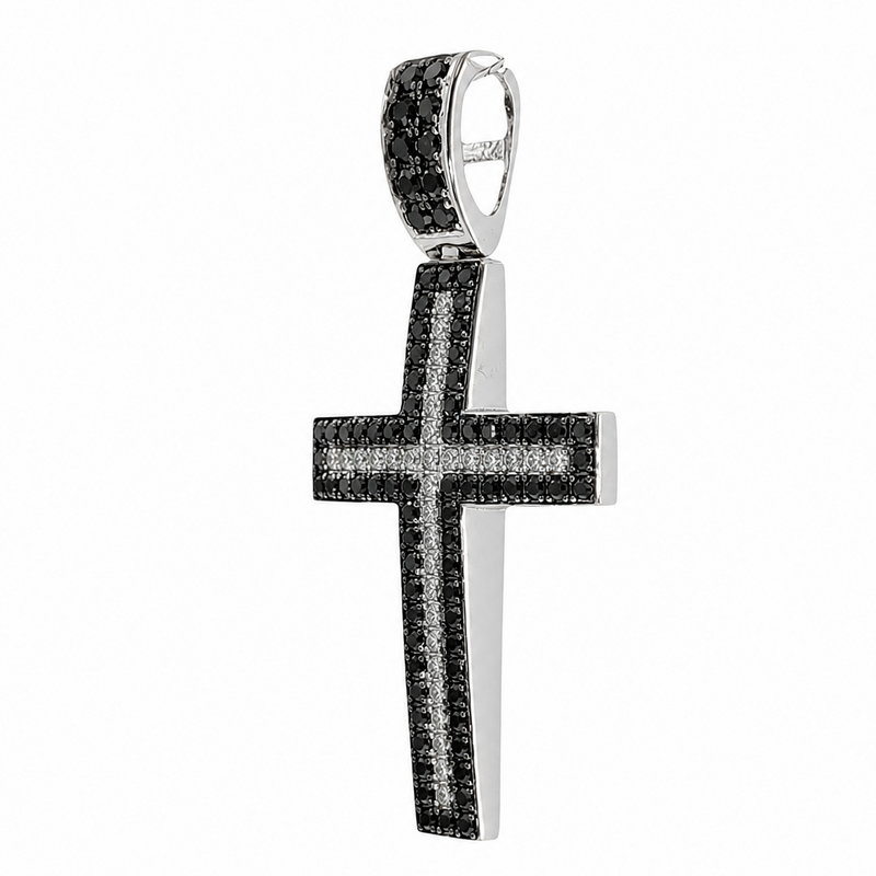 Black and White Diamond Cross Crucifix 26331