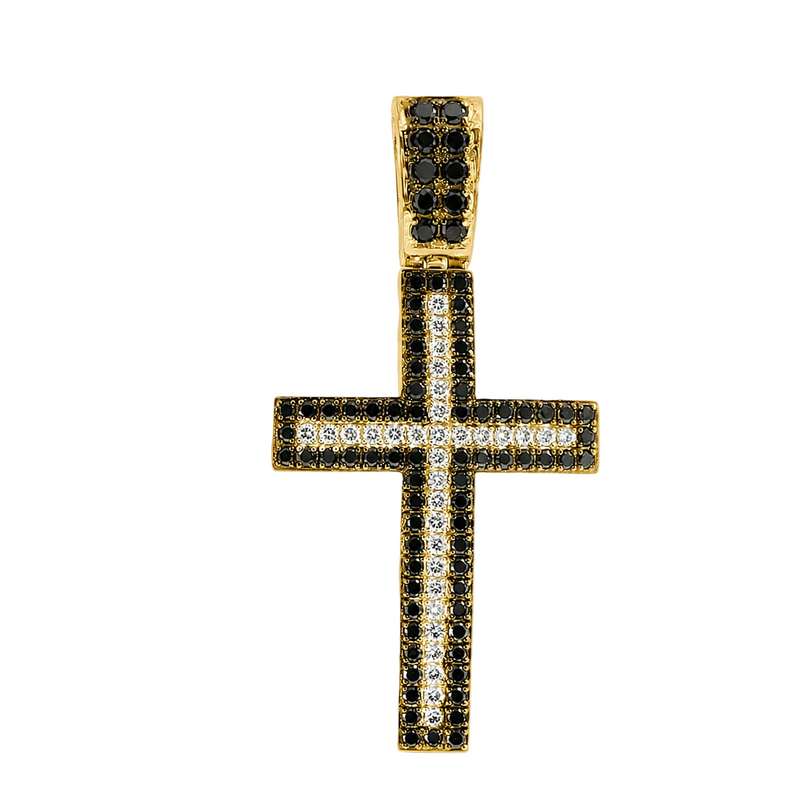 Black & White Diamond Cross Pendant 14k | TraxNYC