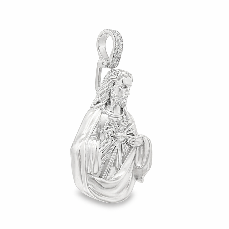 Silver Sacred Heart Jesus Pendant 71114