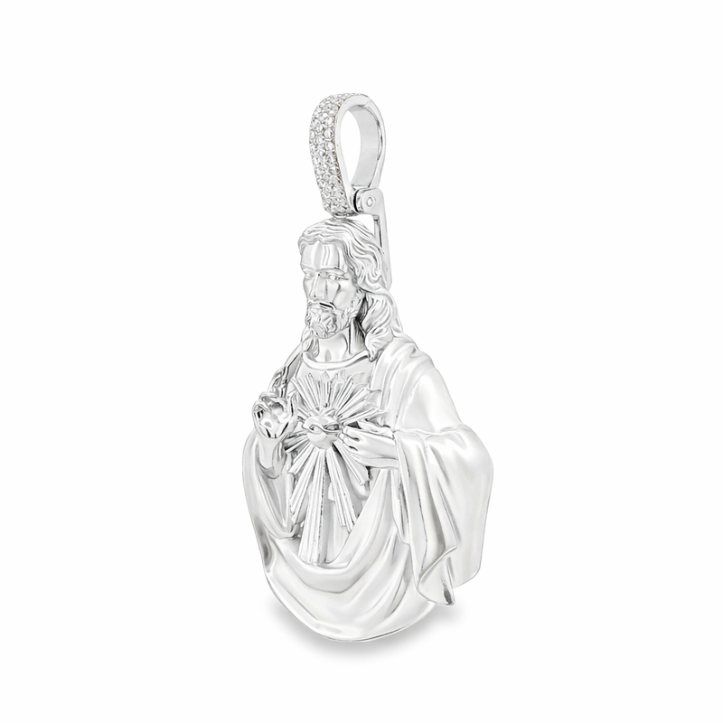 Silver Sacred Heart Jesus Pendant 71114