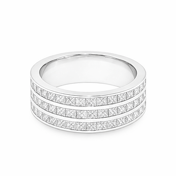 3 Row Princess Cut Diamond Ring