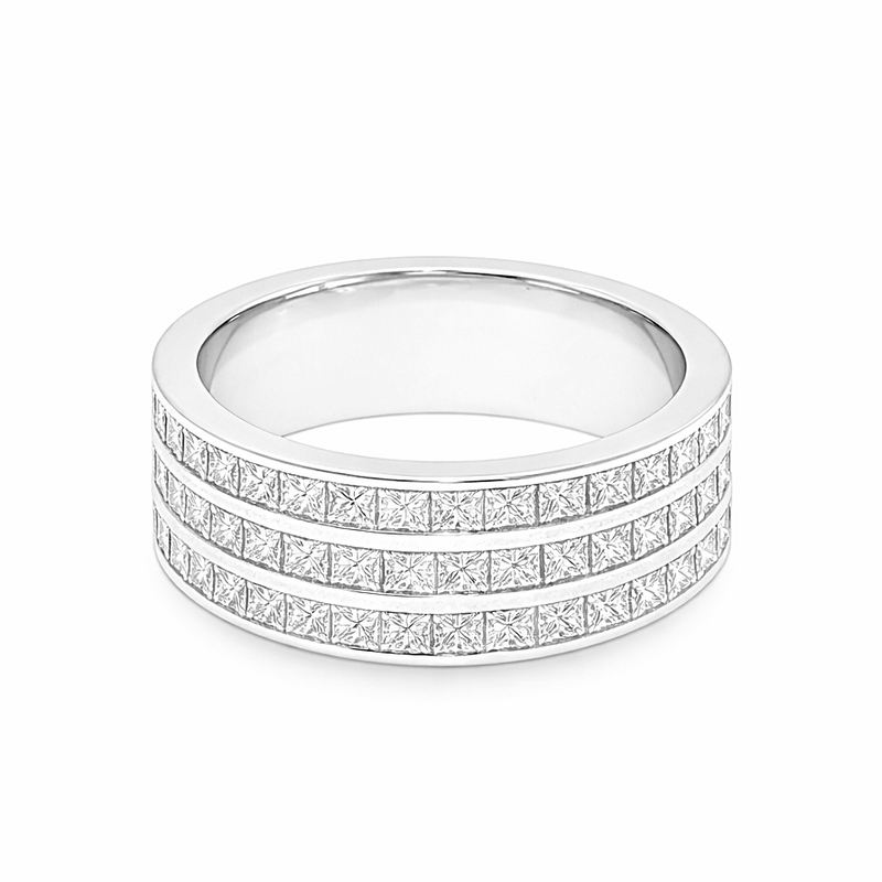 3 Row Princess Cut Diamond Ring