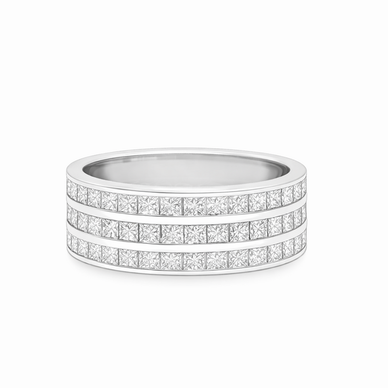 3 Row Princess Cut Diamond Ring, view 2
