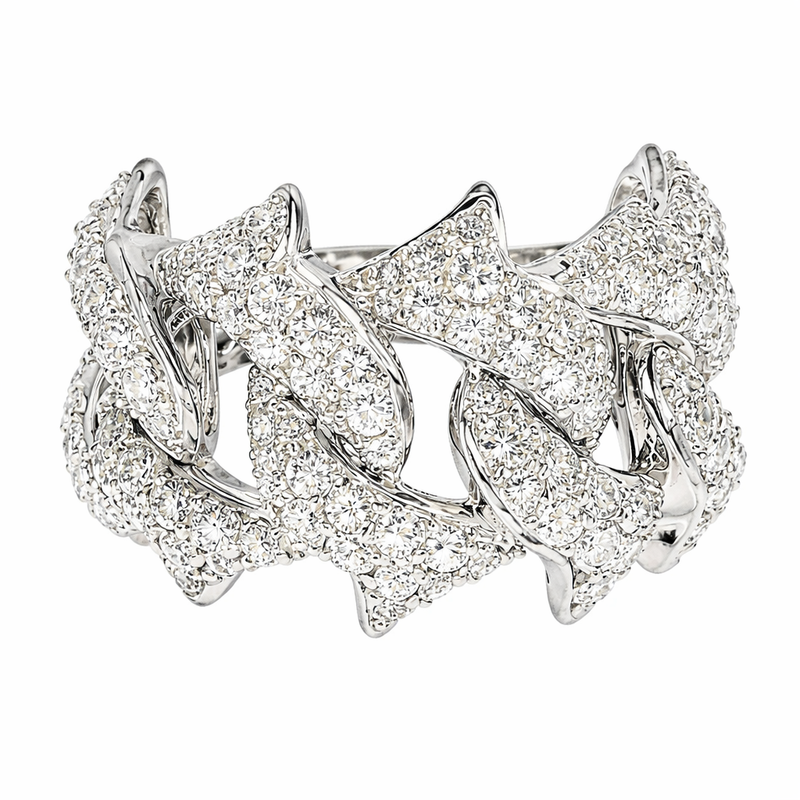 14K Gold Diamond Spiked Cuban Link Ring 66170