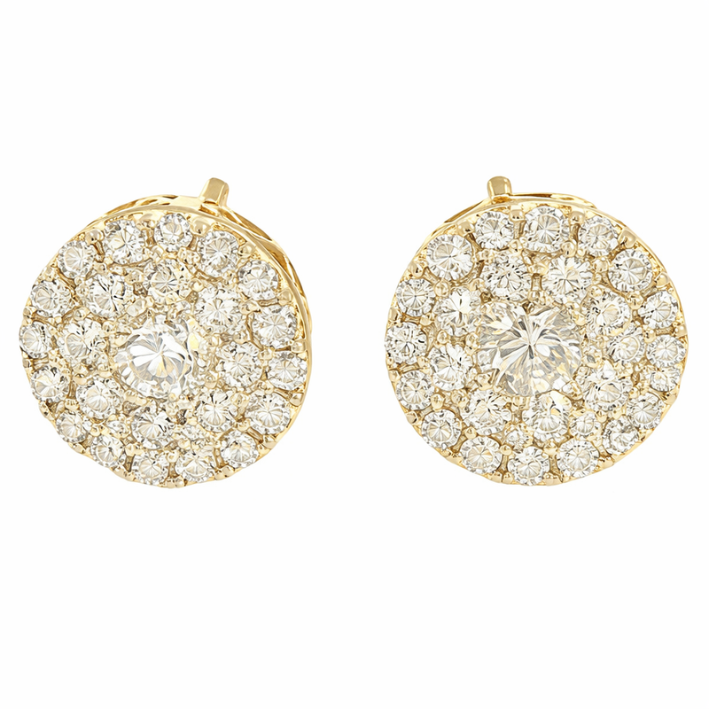 14K Gold Cluster Earrings, view 2