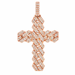 14K Gold Cuban Link Diamond Cross Pendant 66168