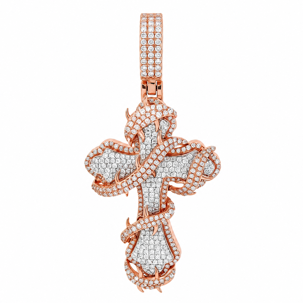 Thorned Fleur de Lis Cross Pendant, Micro Pavé | TraxNYC