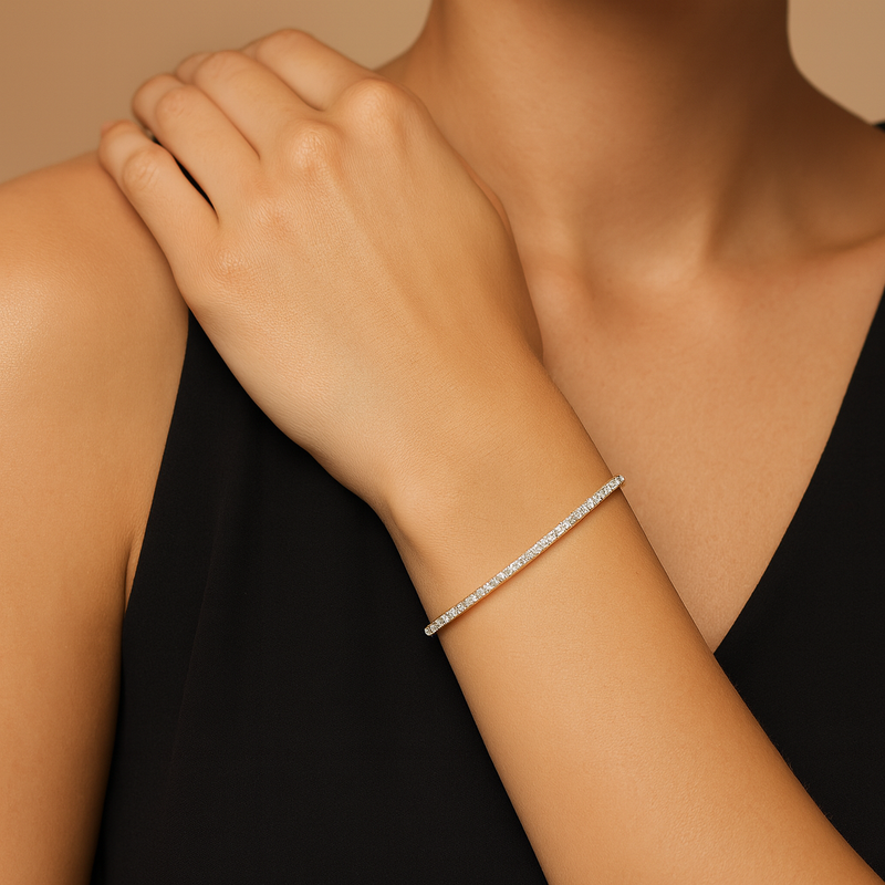 14K Gold Flexible Diamond Bangle Bracelet, photo 6 of 7