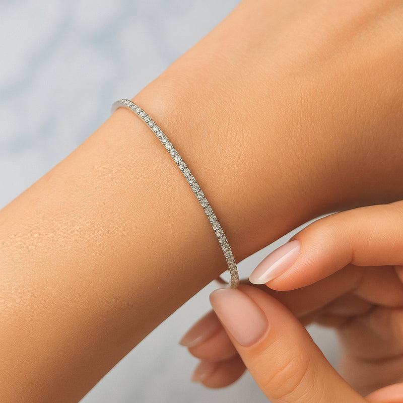 14K Gold Flexible Diamond Bangle Bracelet, photo 9 of 9