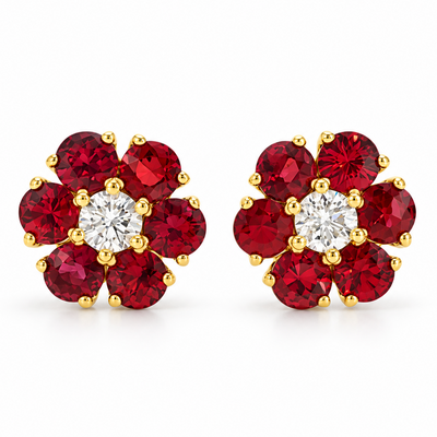 Fireflower Sapphire Diamond Earrings Small 66854