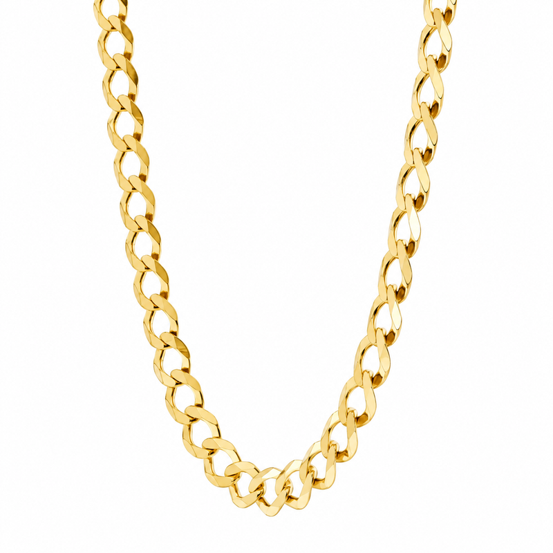 14K Yellow Gold Solid Curb Chain 5.4mm, view 2