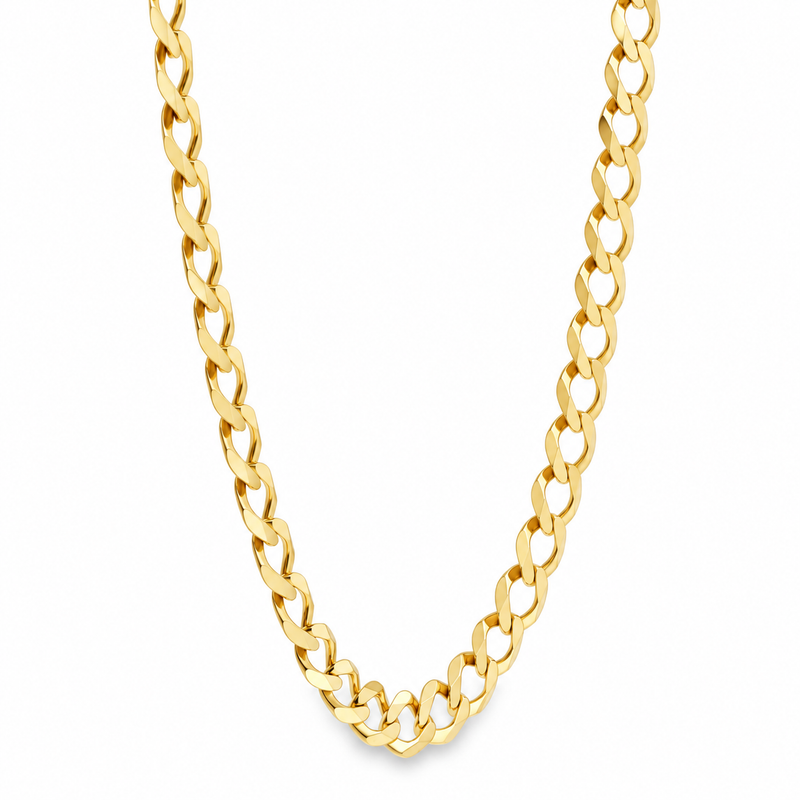 14K Yellow Gold Solid Curb Chain 5.4mm, view 3