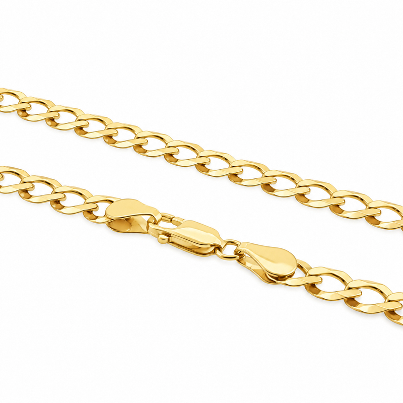 14K Yellow Gold Solid Curb Chain 5.4mm, view 5