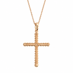 14K Gold Twisted  Diamond Rope Cross Pendant Set 66615