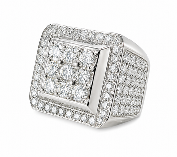 14K white gold men's Freeze Premiere ring with prong-set round diamonds