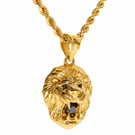 TraxNYC Black Diamond Lion Pendant and Rope Chain Set  61557