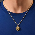 TraxNYC Black Diamond Lion Pendant and Rope Chain Set  61557