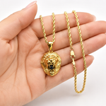 TraxNYC Black Diamond Lion Pendant and Rope Chain Set  61557