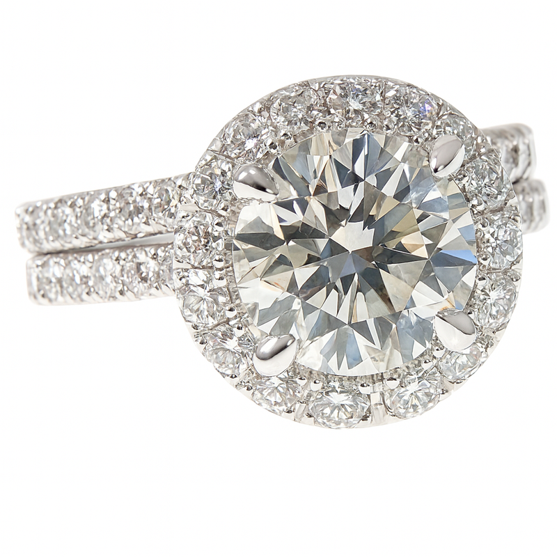 Diamond Engagement Halo Rings Set 64004