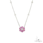 Cherry Blossom Sapphire Diamond Flower Necklace 67235 - Image 1