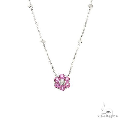 Cherry Blossom Sapphire Diamond Flower Necklace 67235 - Image 1