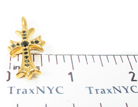22K Gold Black Diamond Cross Crucifix Pendant, photo 8 of 8