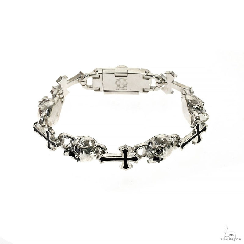 Life and Death Skull Cross Bracelet .925 Silver 70048 - Image 2
