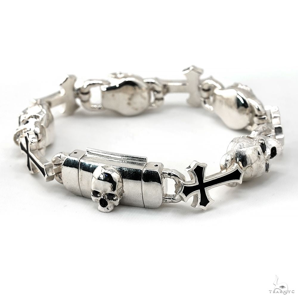 Life and Death Skull Cross Silver Bracelet 70048 – TraxNYC