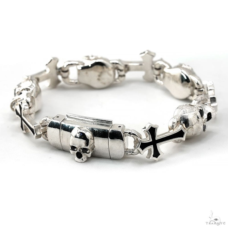 Life and Death Skull Cross Bracelet .925 Silver 70048 - Image 4
