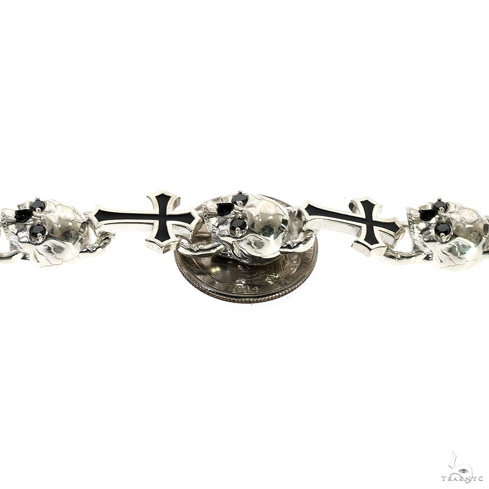 Life and Death Skull Cross Silver Bracelet 70048 | TraxNYC