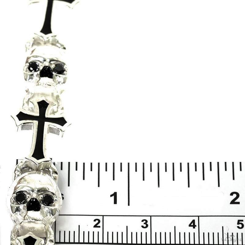 Life and Death Skull Cross Bracelet .925 Silver 70048 - Image 9