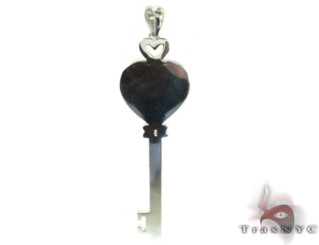 Synthetic Vivid Red Ruby Heart Key Pendant 25107 - Image 4