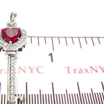 Synthetic Vivid Red Ruby Heart Key Pendant 25107 - Image 5