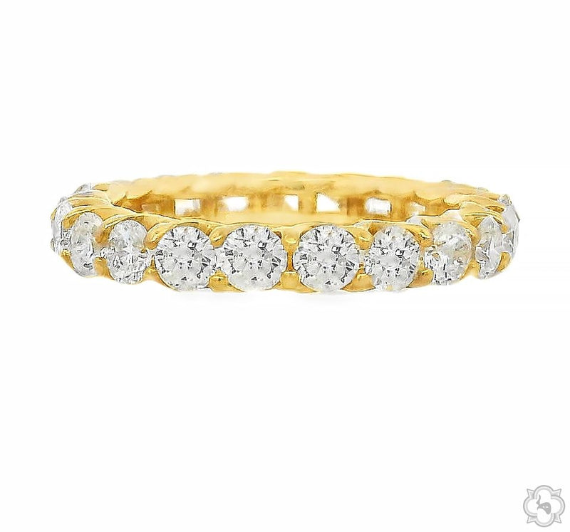 Yellow gold eternity band with round brilliant diamonds in a classic setting