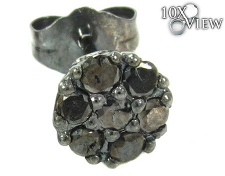 14K Gold Cluster Black Diamond Stud Earrings, photo 3 of 7