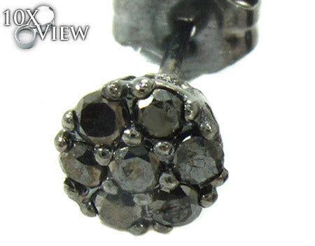 14K Gold Cluster Black Diamond Stud Earrings, photo 4 of 7